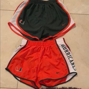 Nike dri-fit Miami hurricane shorts